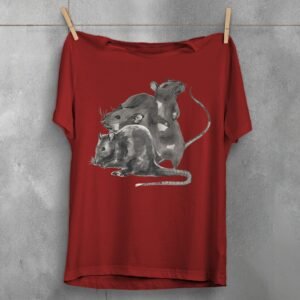 three wise rats silent shadows cute art t-shirt design, variation 4