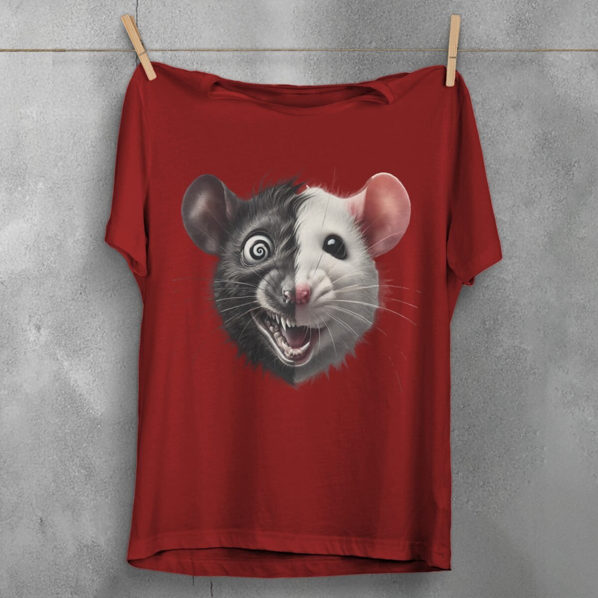 crazy rat opposites sides unique joker art t-shirt design, variation 4