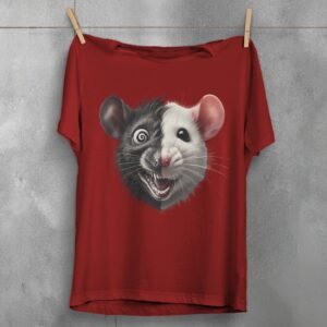 crazy rat opposites sides unique joker art t-shirt design, variation 4