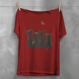 four little rats gaze moon stars cute t-shirt design, variation 4
