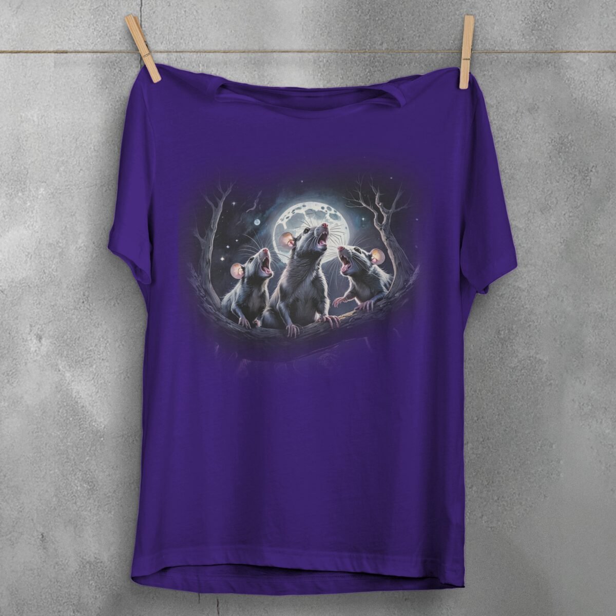 enchanting moonlit rat trio serenade underneath moonlight t-shirt design, variation 5