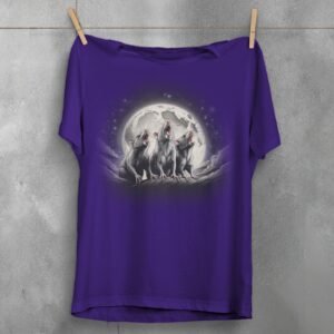 three moon rats howl together night sky t-shirt design, variation 5
