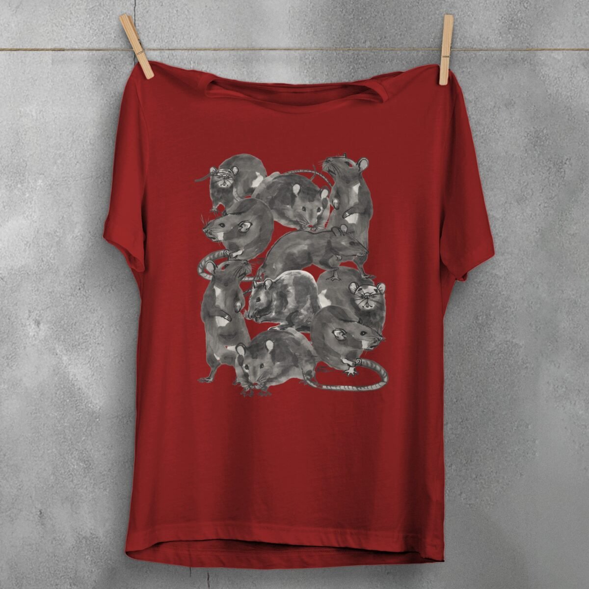 rat family gathering darkly humorous whimsical pastel art t-shirt design, variation 4
