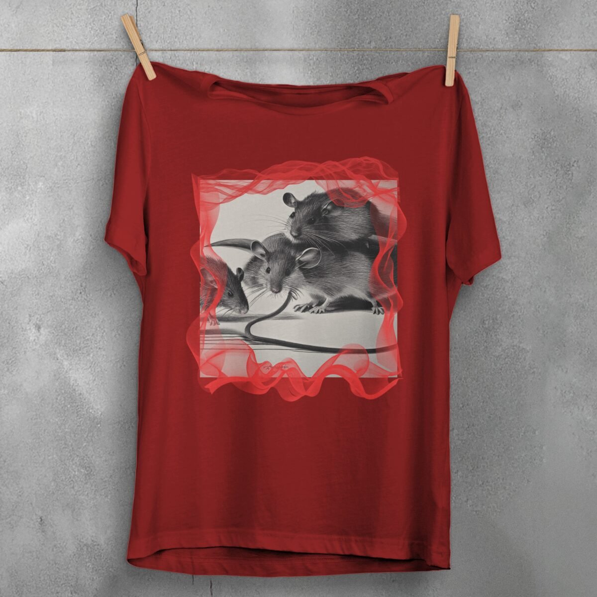 three shadowed rats together pale grey shirt design, variation 4
