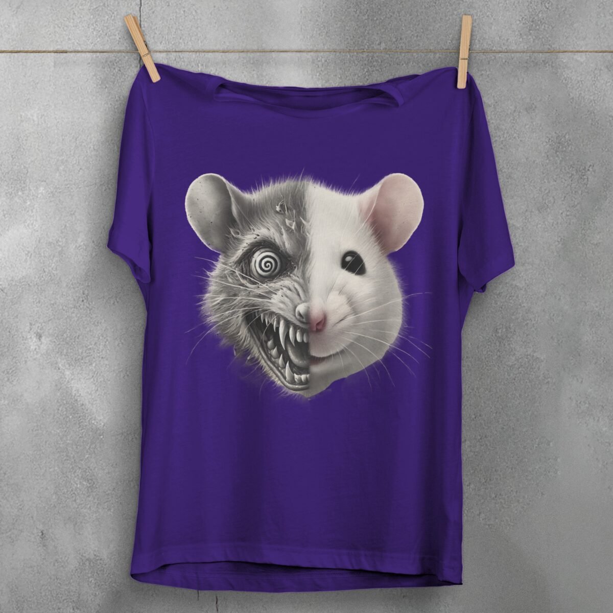 creepy rodent duality disturbing rat joker t-shirt design, variation 5