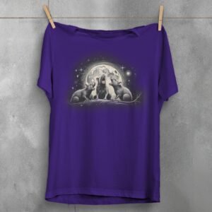 three night rats howl moonlit stars serene darkness t-shirt design, variation 5