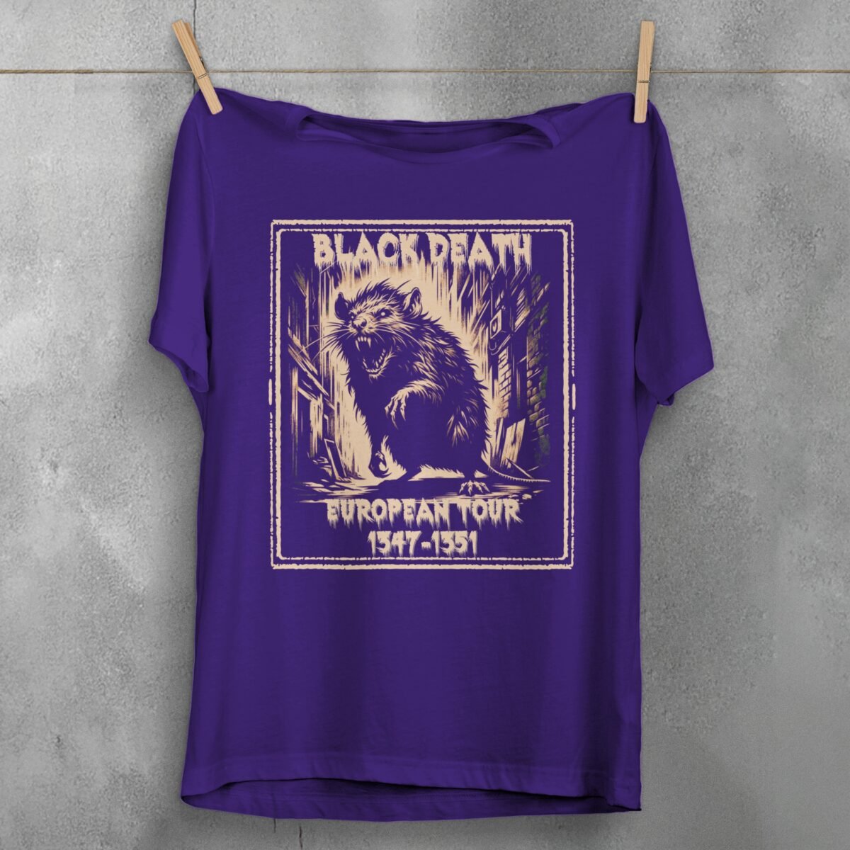 black death rat european tour medieval plague shirt design, variation 4