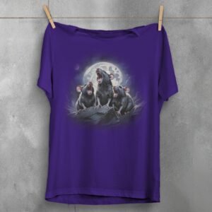 three moon howling rats starlight creepy cute t-shirt design, variation 5