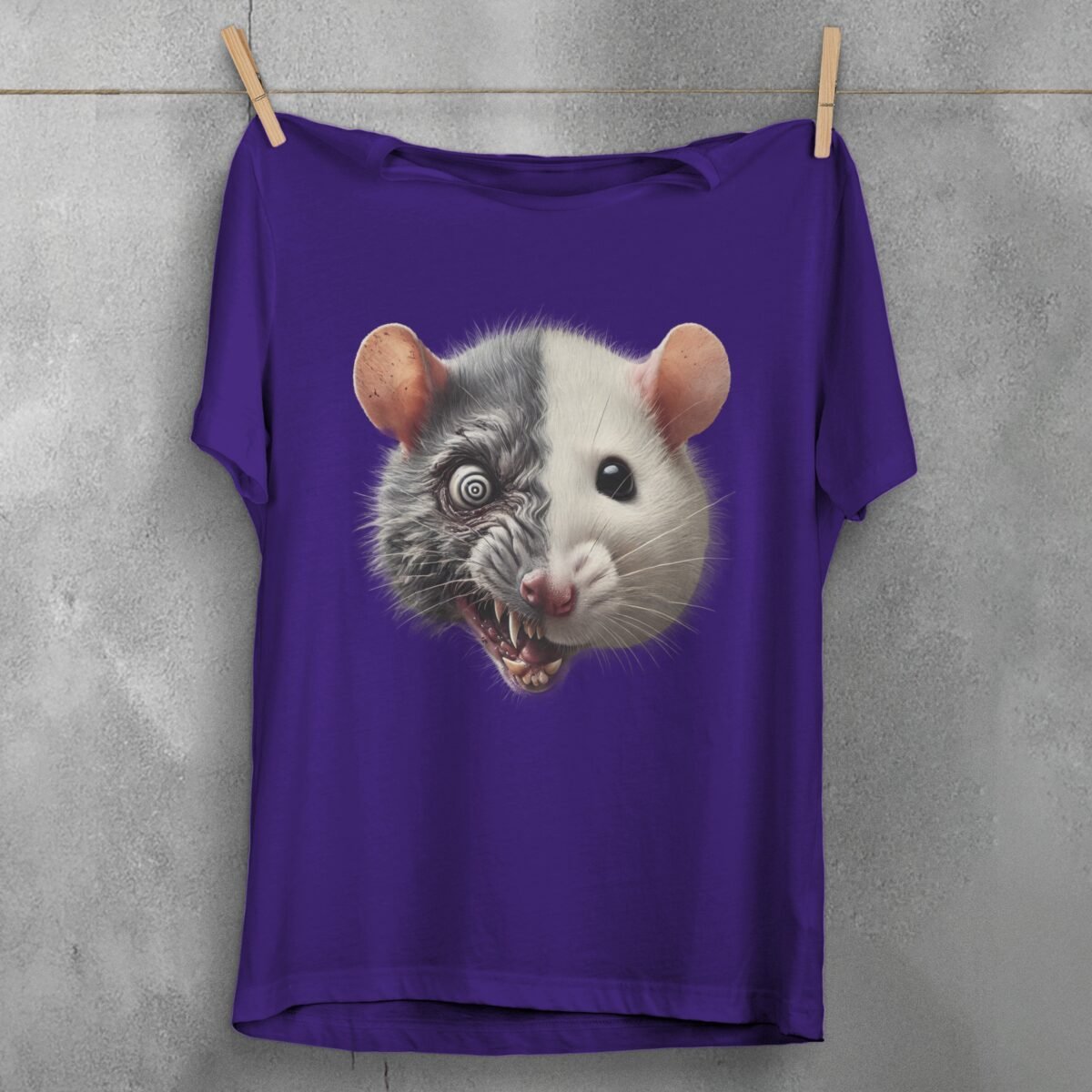 creepy rat duality dark beauty unsettling horror joker vibe t-shirt design, variation 5