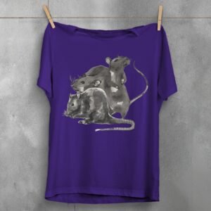 three wise rats silent shadows cute art t-shirt design, variation 5