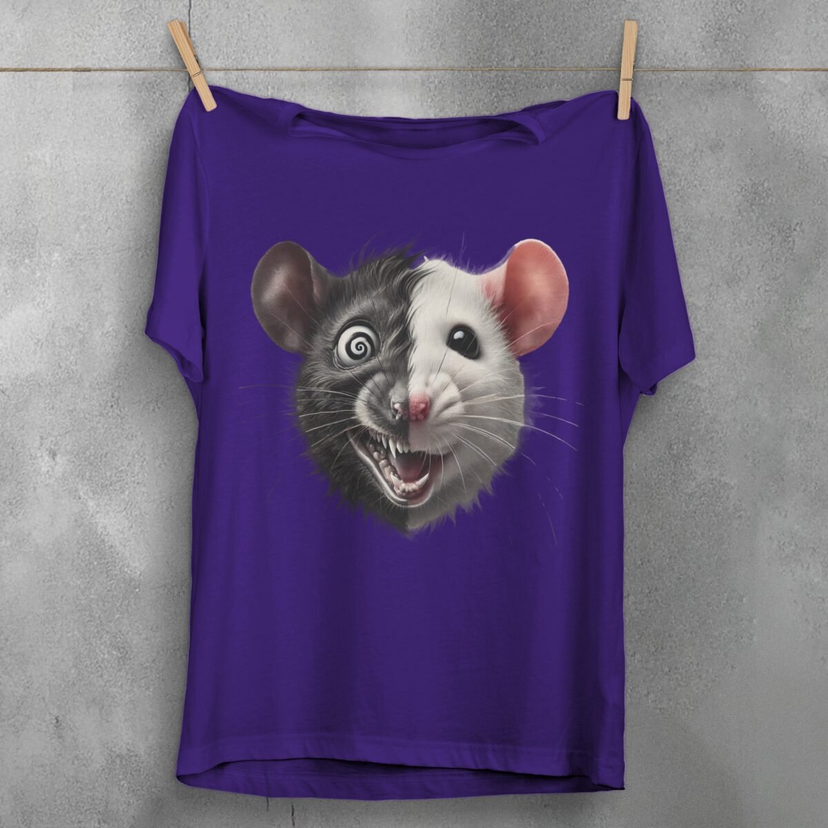 crazy rat opposites sides unique joker art t-shirt design, variation 5