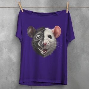 crazy rat opposites sides unique joker art t-shirt design, variation 5