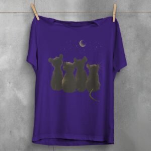 four little rats gaze moon stars cute t-shirt design, variation 5