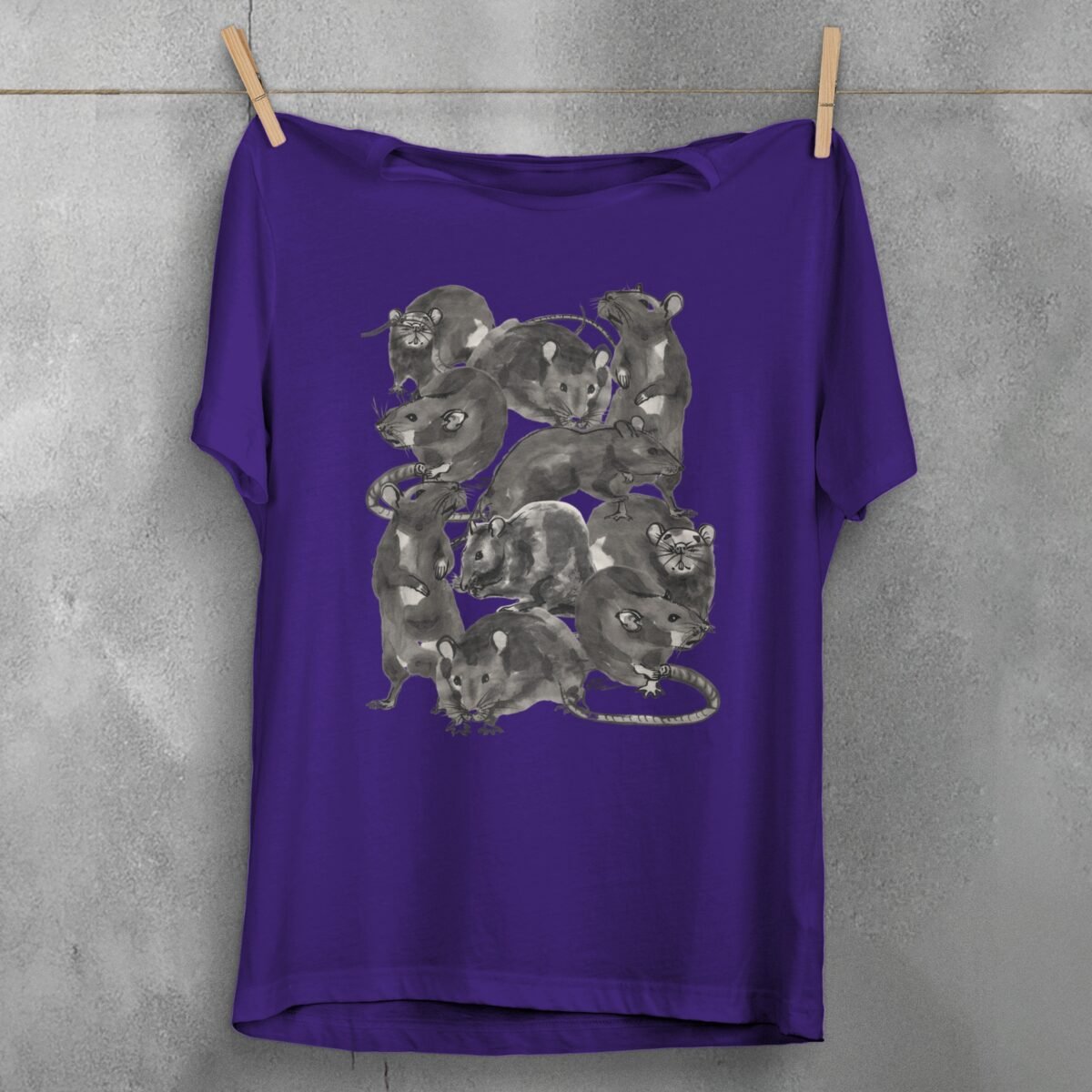 rat family gathering darkly humorous whimsical pastel art t-shirt design, variation 5