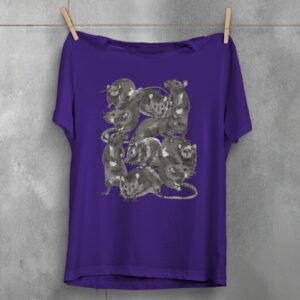 rat family gathering darkly humorous whimsical pastel art t-shirt design, variation 5