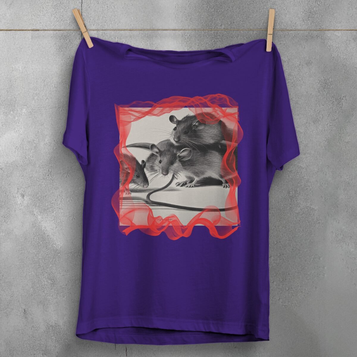 three shadowed rats together pale grey shirt design, variation 5