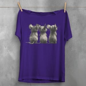 three little rats facing away creepy cute illustration t-shirt design, variation 5