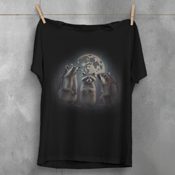 adorable little racoon family moonlight animal t-shirt design, variation 1