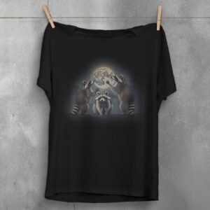 raccoon moonlight serenade magic stars animal t-shirt design, variation 1