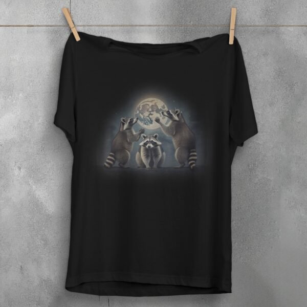raccoon moonlight serenade magic stars animal t-shirt design, variation 1