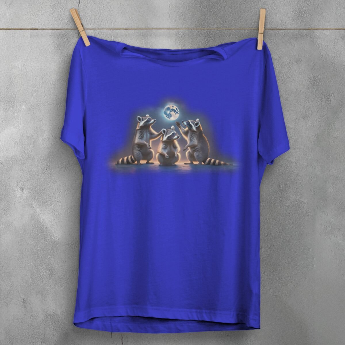 raccoons moon animals sacred night cute t-shirt design design, variation 3