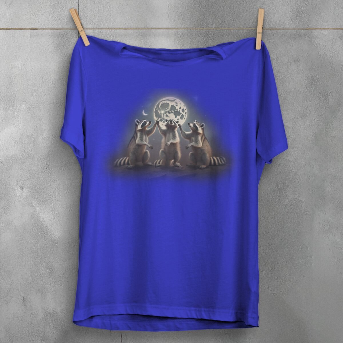 three raccoons singing moonlight animal t-shirt design, variation 3