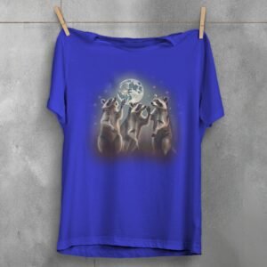 raccoon moonlight serenade magic stars animal t-shirt design, variation 3
