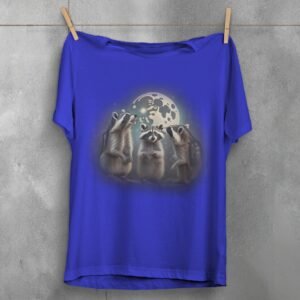 adorable little racoon family moonlight animal t-shirt design, variation 3