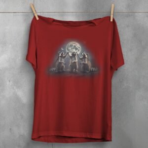 three raccoons singing moonlight animal t-shirt design, variation 4