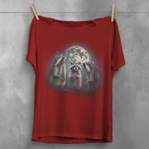 adorable little racoon family moonlight animal t-shirt design, variation 4