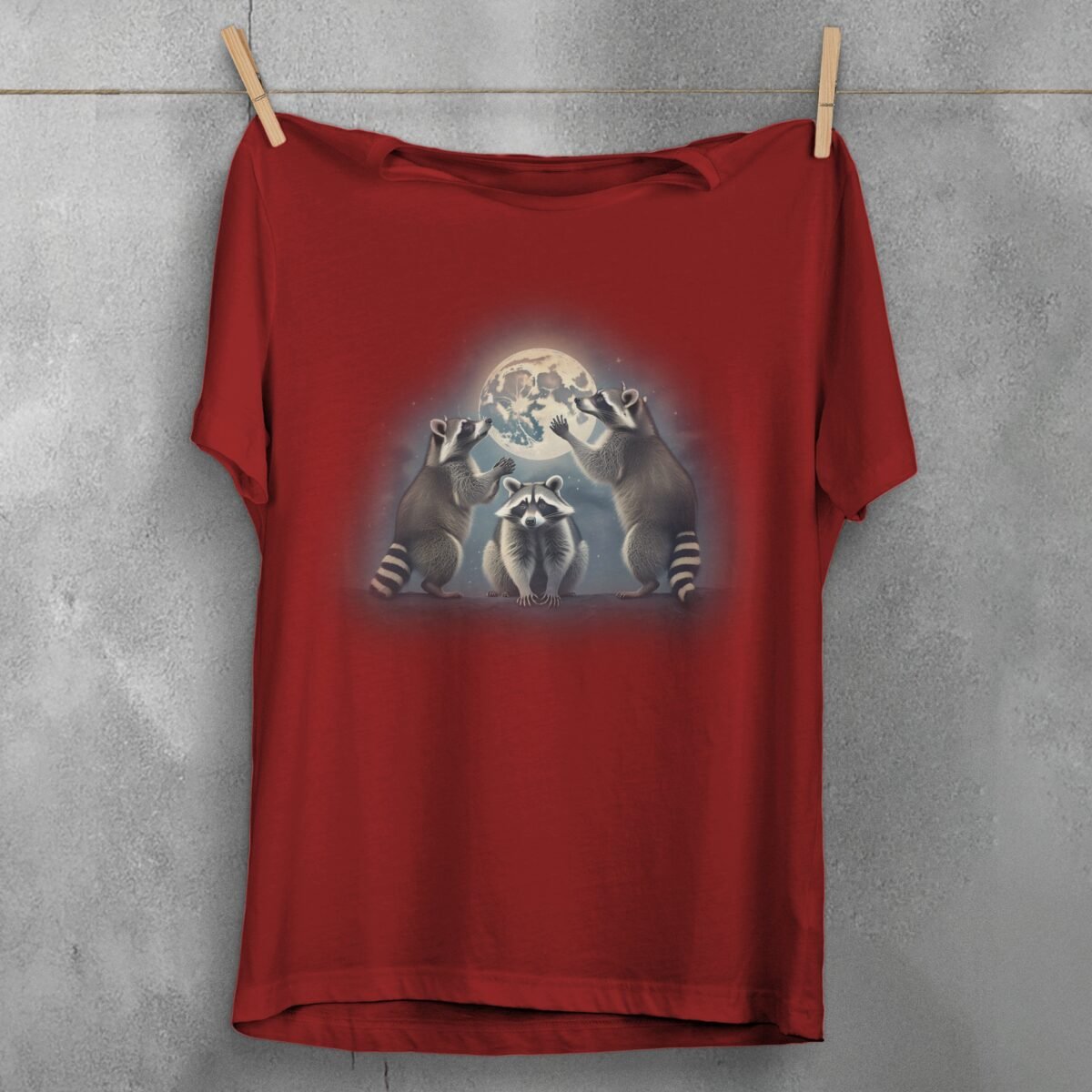 three raccoons moonlight mystic animal tee you design, variation 4