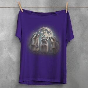 adorable little racoon family moonlight animal t-shirt design, variation 5