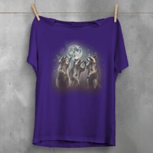 raccoon moonlight serenade magic stars animal t-shirt design, variation 5