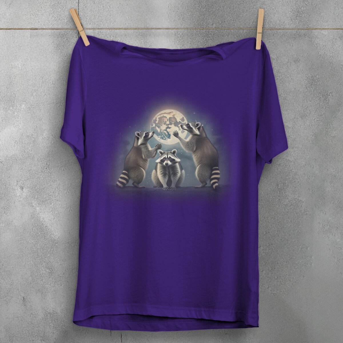 three raccoons moonlight mystic animal tee you design, variation 5