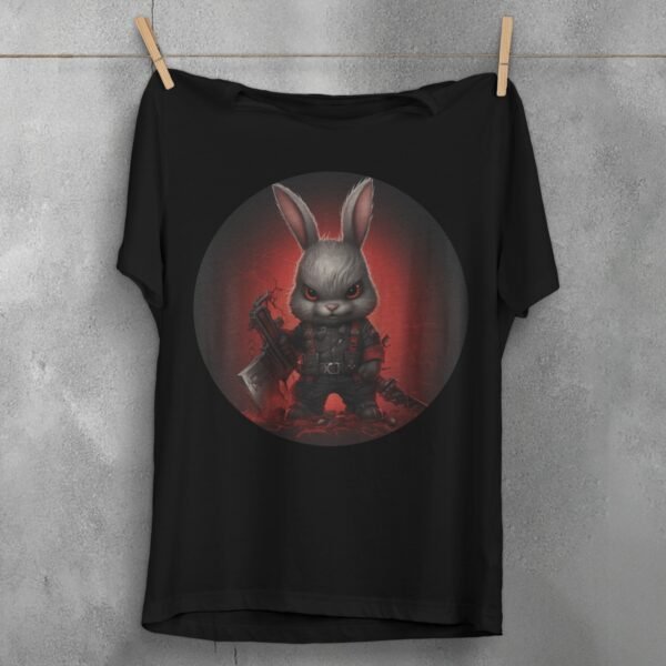 red eyes angry scary horror gothic rabbit animal t-shirt design, variation 1