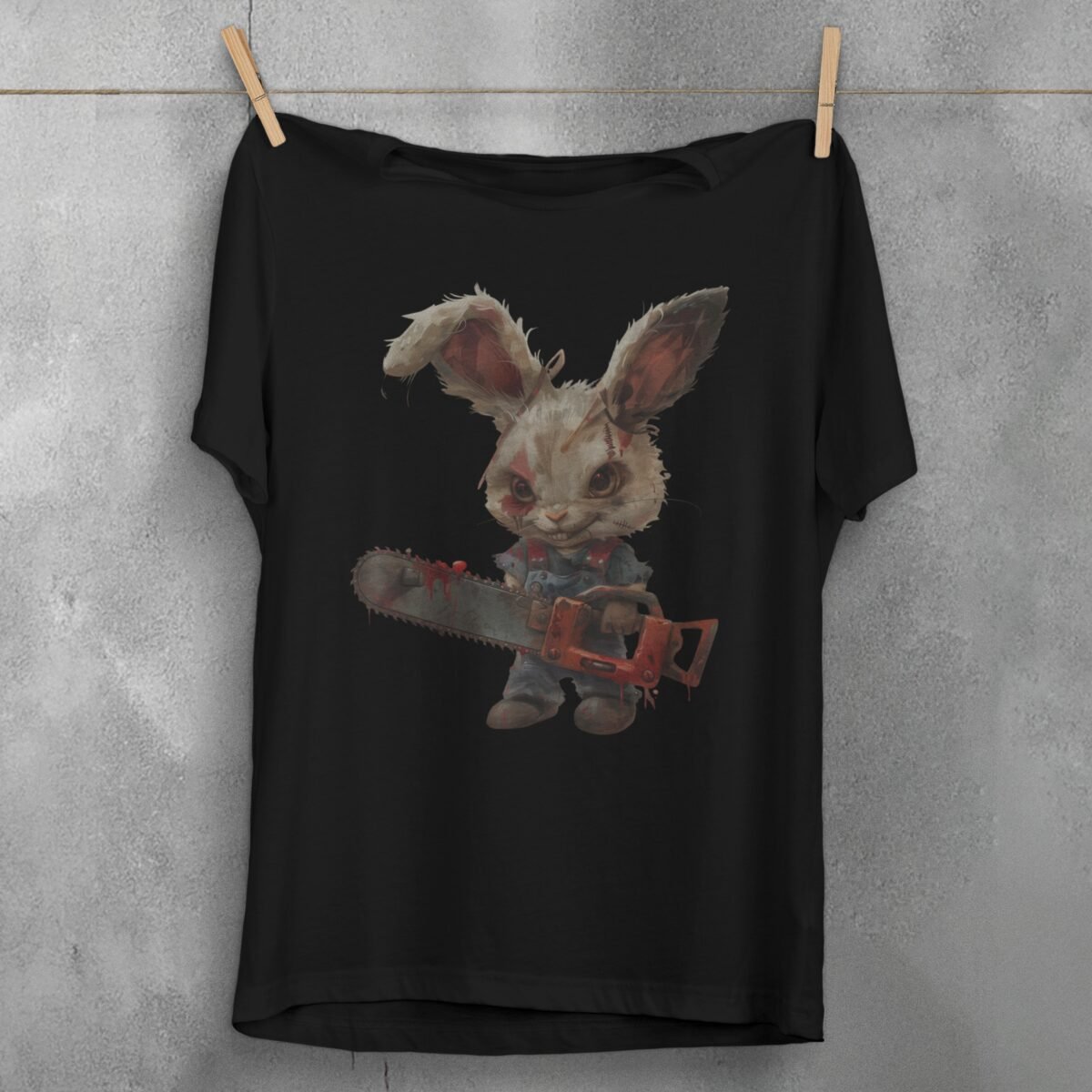 vintage horror rabbit revenge animal gothic dark t-shirt design, variation 1