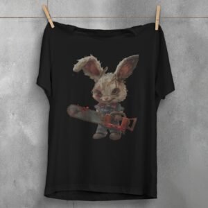 vintage horror rabbit revenge animal gothic dark t-shirt design, variation 1