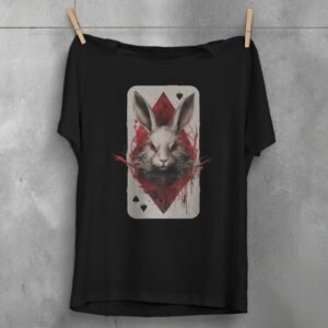 alice wonderland white rabbit card mystical gothic design t-shirt design, variation 1