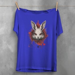 alice wonderland white rabbit animal cards gothic scary t-shirt design, variation 3