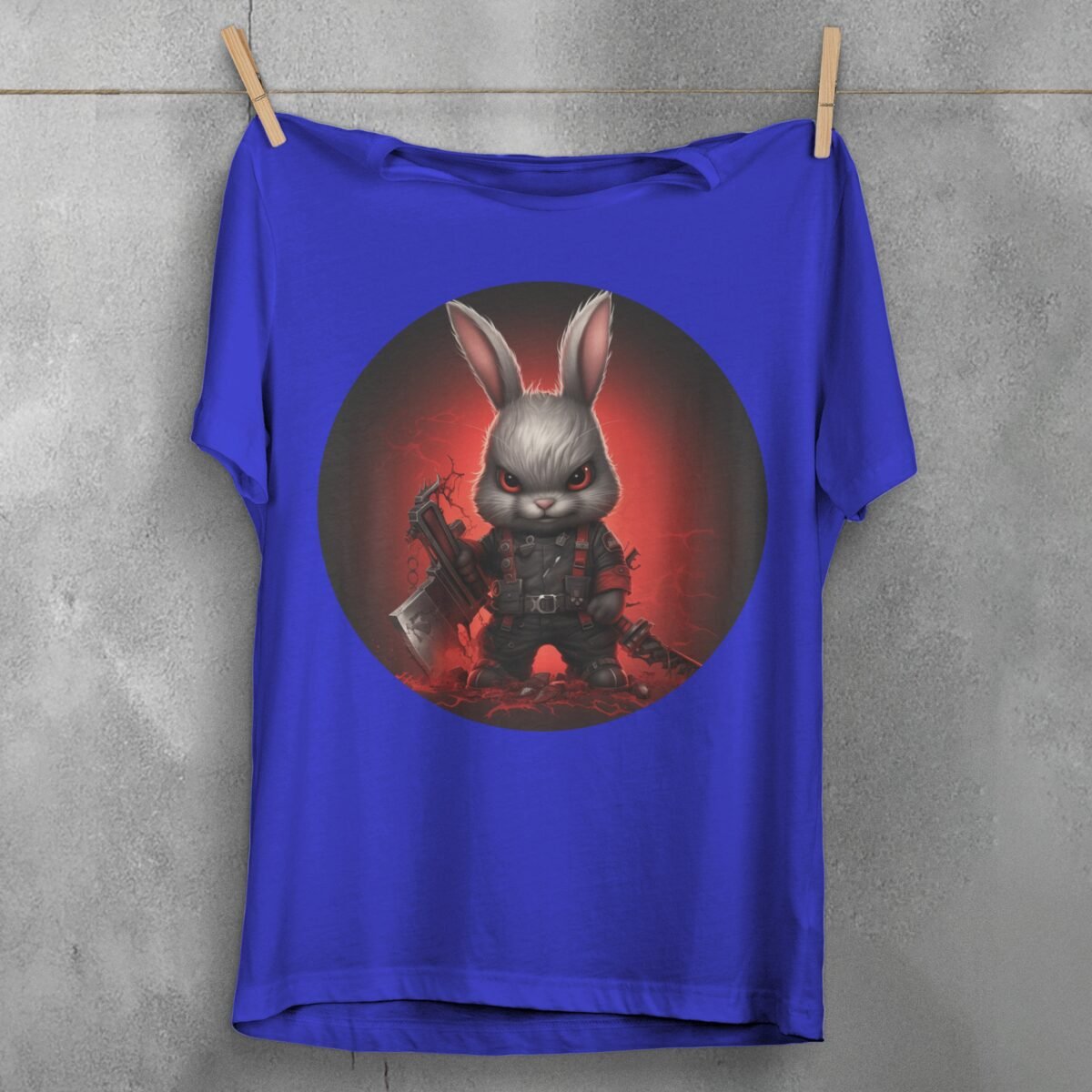 red eyes angry scary horror gothic rabbit animal t-shirt design, variation 3