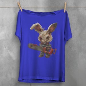 vintage horror rabbit revenge animal gothic dark t-shirt design, variation 3