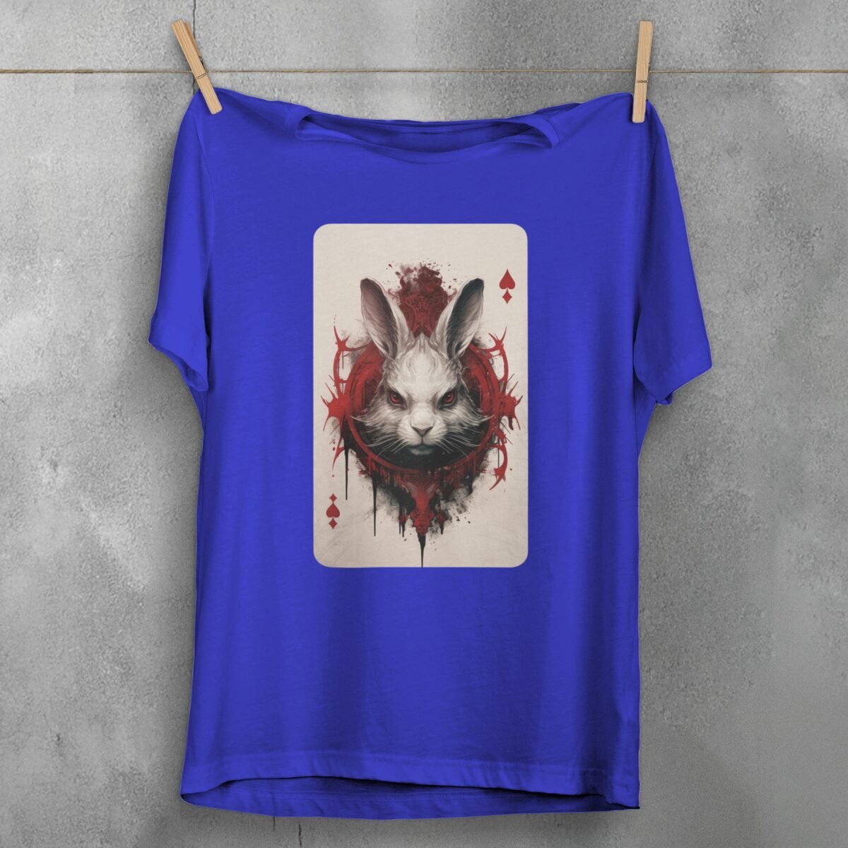 alice wonderland white rabbit playing card symbolism gothic t-shirt design, variation 3