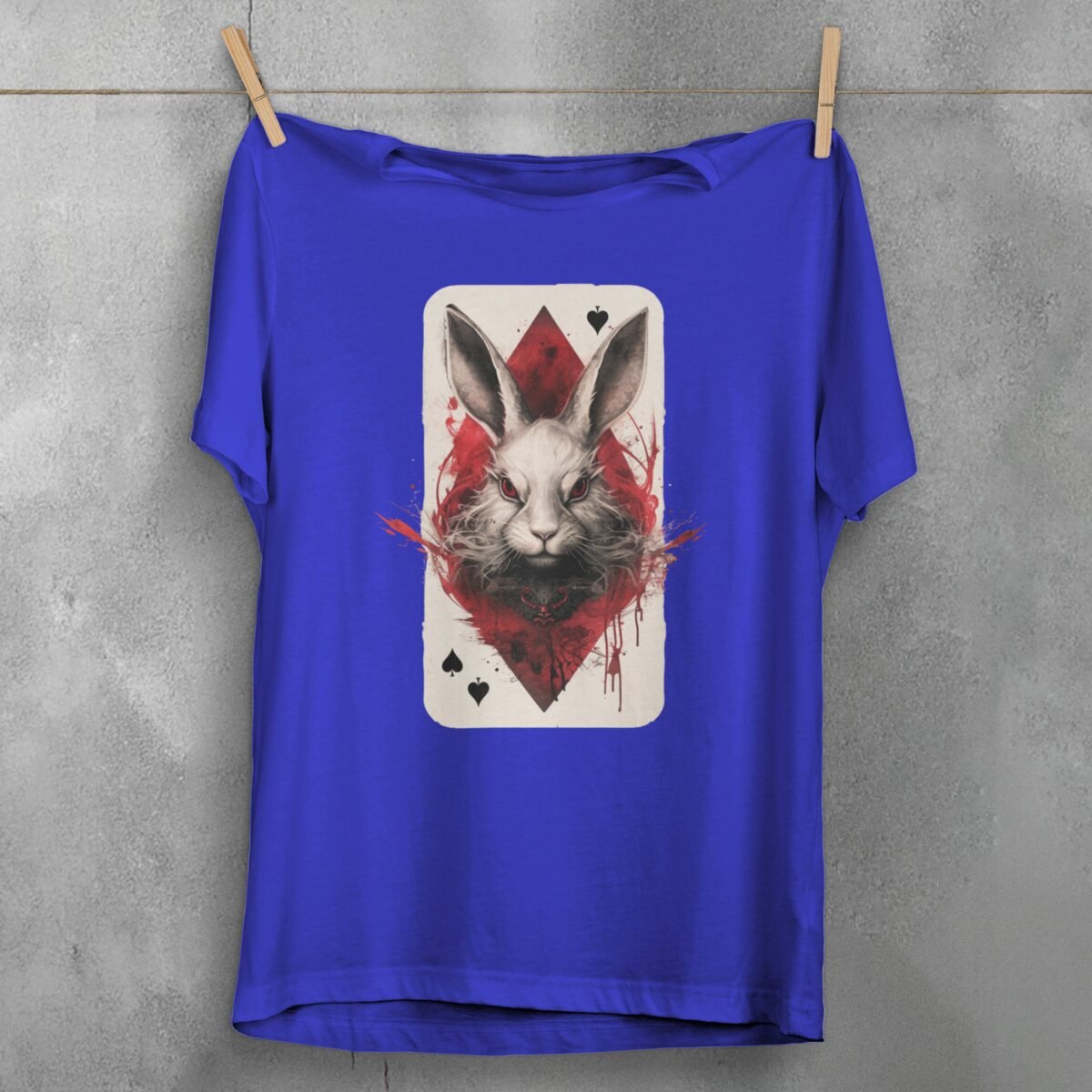 alice wonderland white rabbit card mystical gothic design t-shirt design, variation 3