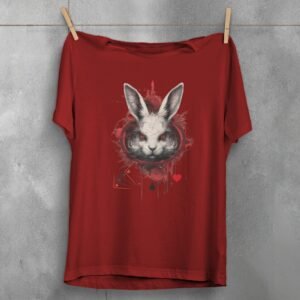 alice wonderland white rabbit animal cards gothic scary t-shirt design, variation 4