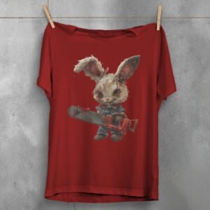 vintage horror rabbit revenge animal gothic dark t-shirt design, variation 4