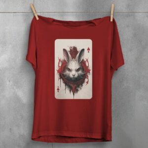 alice wonderland white rabbit playing card symbolism gothic t-shirt design, variation 4