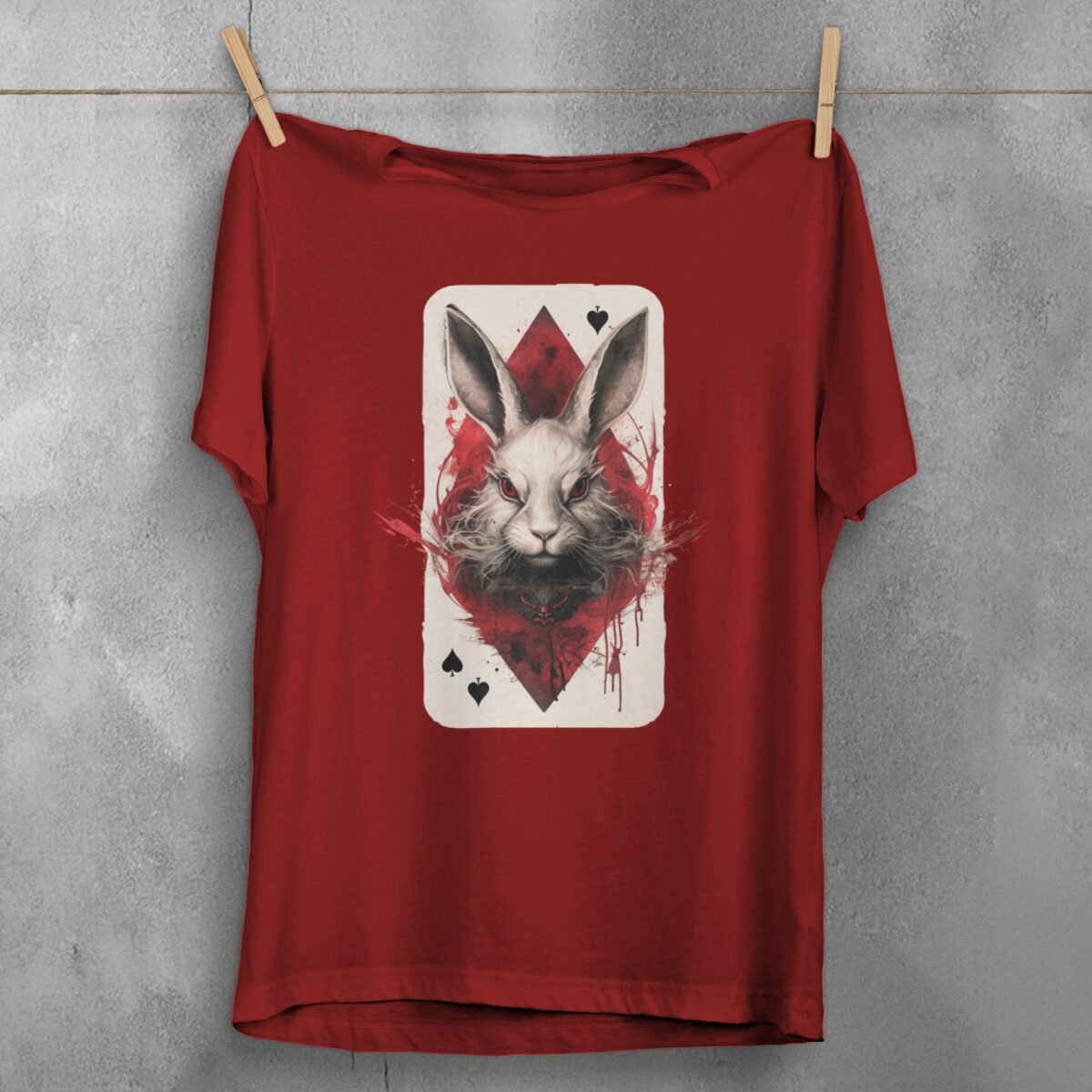 alice wonderland white rabbit card mystical gothic design t-shirt design, variation 4