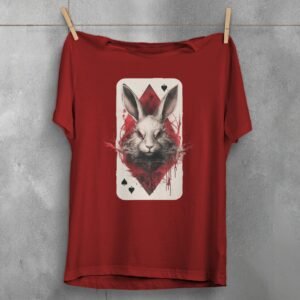 alice wonderland white rabbit card mystical gothic design t-shirt design, variation 4