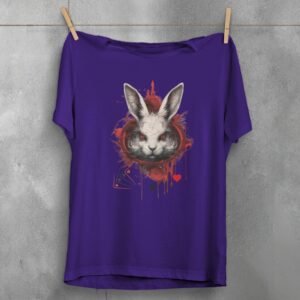 alice wonderland white rabbit animal cards gothic scary t-shirt design, variation 5