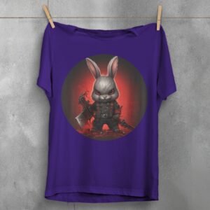 red eyes angry scary horror gothic rabbit animal t-shirt design, variation 5
